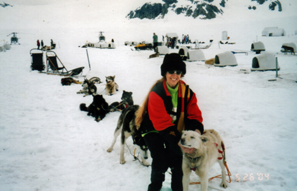 Karen Duquette and the sled dogs